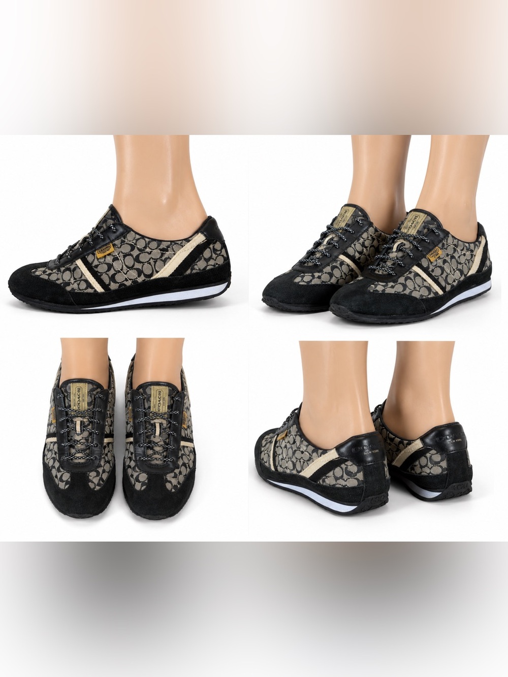 Coach Marabelle Signature Jacquard Sneakers Black Gray Women’s 6.5 - Picture 2 of 14